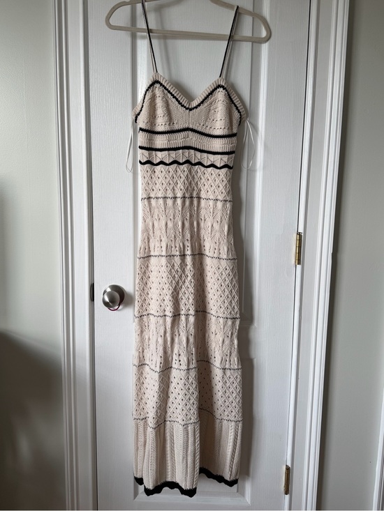 Olive & Oak Dresses & Skirts - Olive & Oak ivory Crochet Maxi Dress with Black Trim